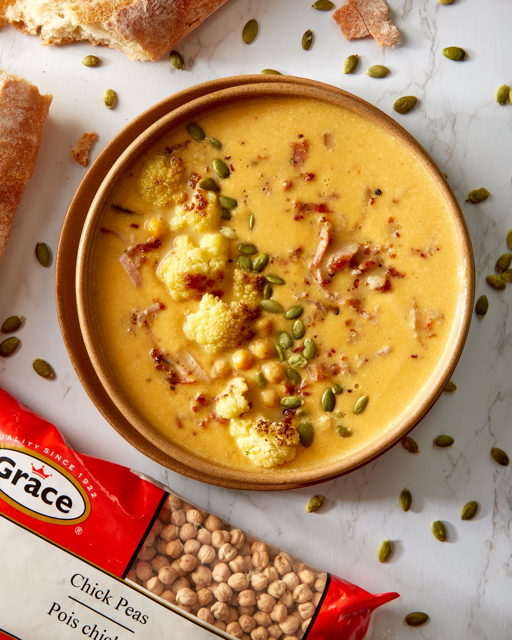 Cauliflower chickpea soup